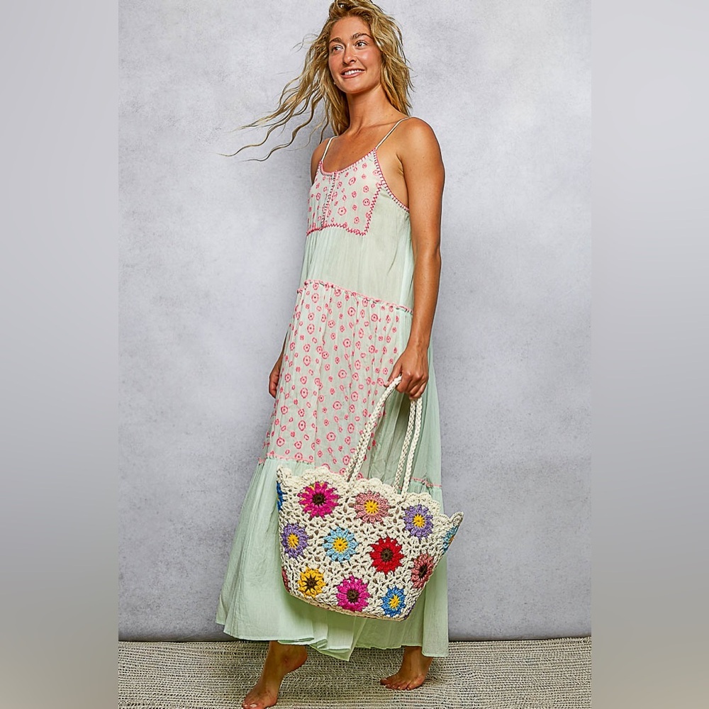 POL “ Blush Meadow “ Maxi Dress | Pink & Lime